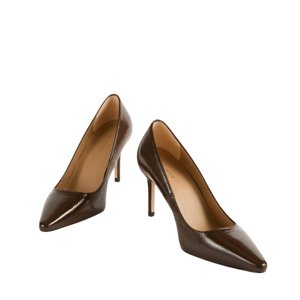 L.K. Bennett New Floret Chocolate Patent Pointed Toe Courts